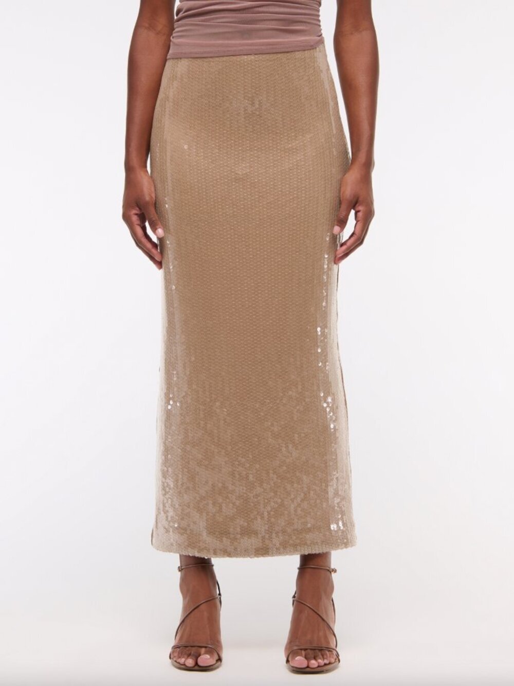 NWT Abercrombie & Fitch High Rise Sequin Sheer Maxi Skirt Size Large